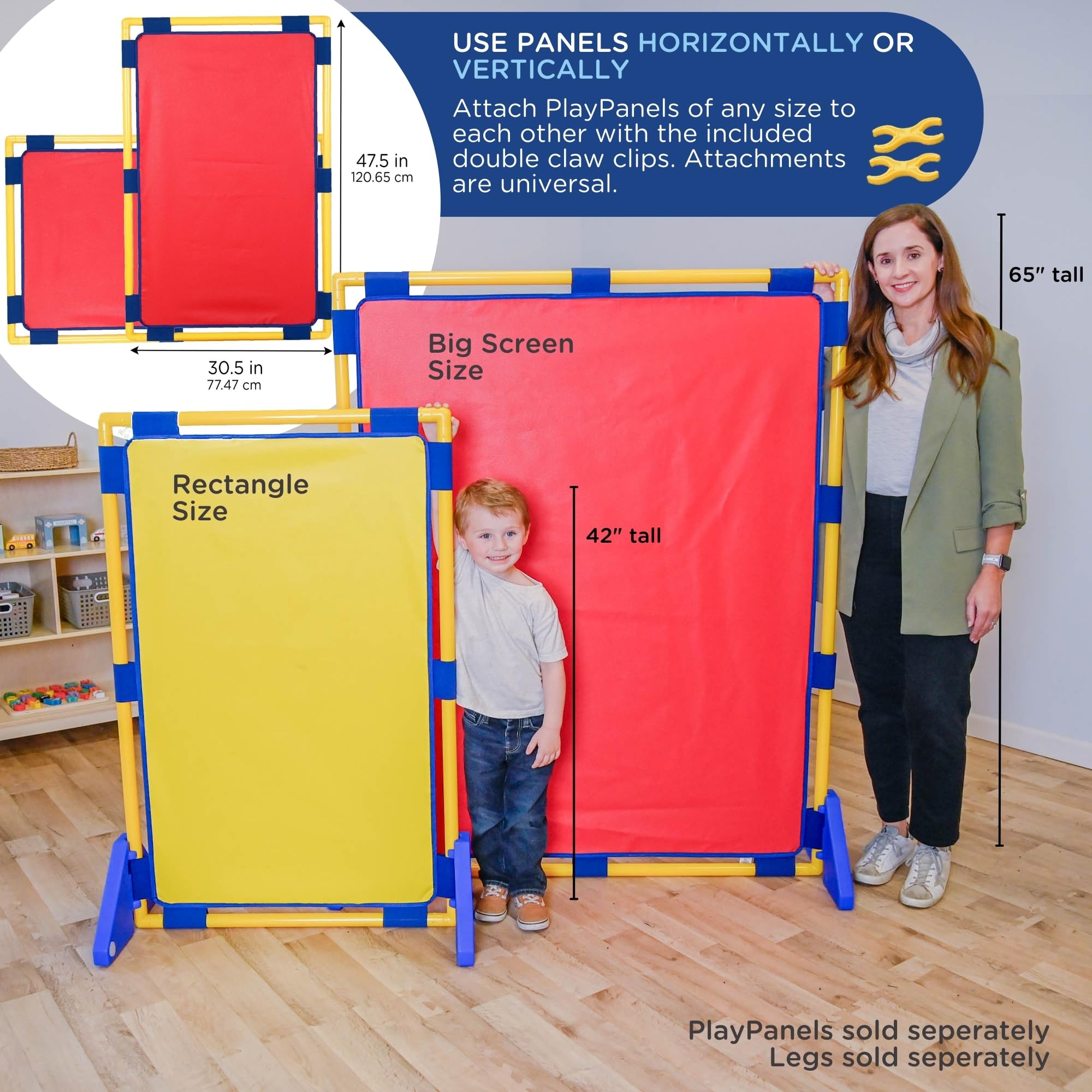 Children's Rectangle PlayPanel - Kids Room Divider & Classroom Partition Screen for Daycare, Preschool - Red | Perfect for Play Areas, Learning Spaces & Room Separation