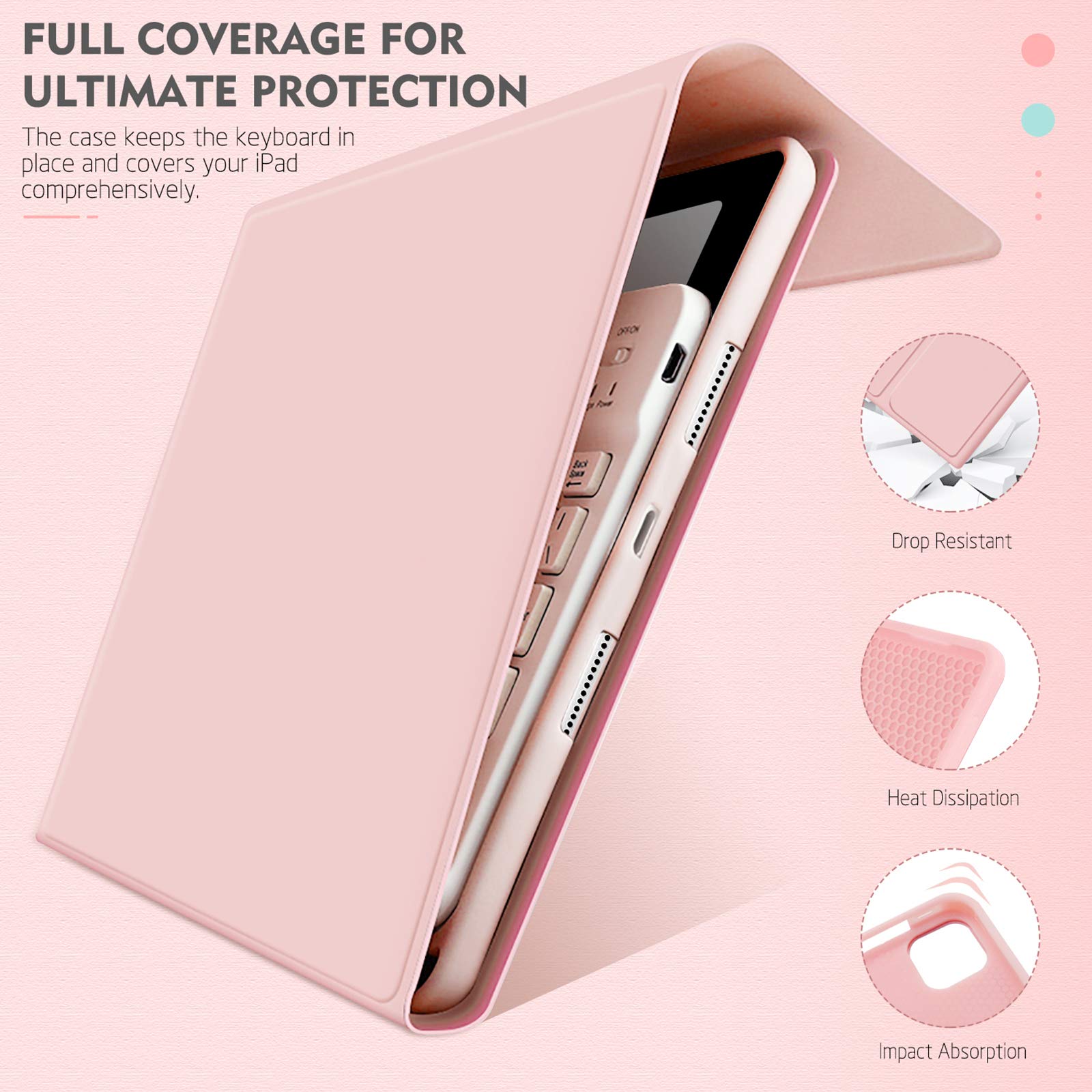 iPad Air 6th/5th/4th Generation Case with Wireless Keyboard (11/10.9 inch) - Detachable Backlit Keyboard, Pencil Holder & Auto Sleep/Wake | Perfect for Work, Study & Travel (Pink)