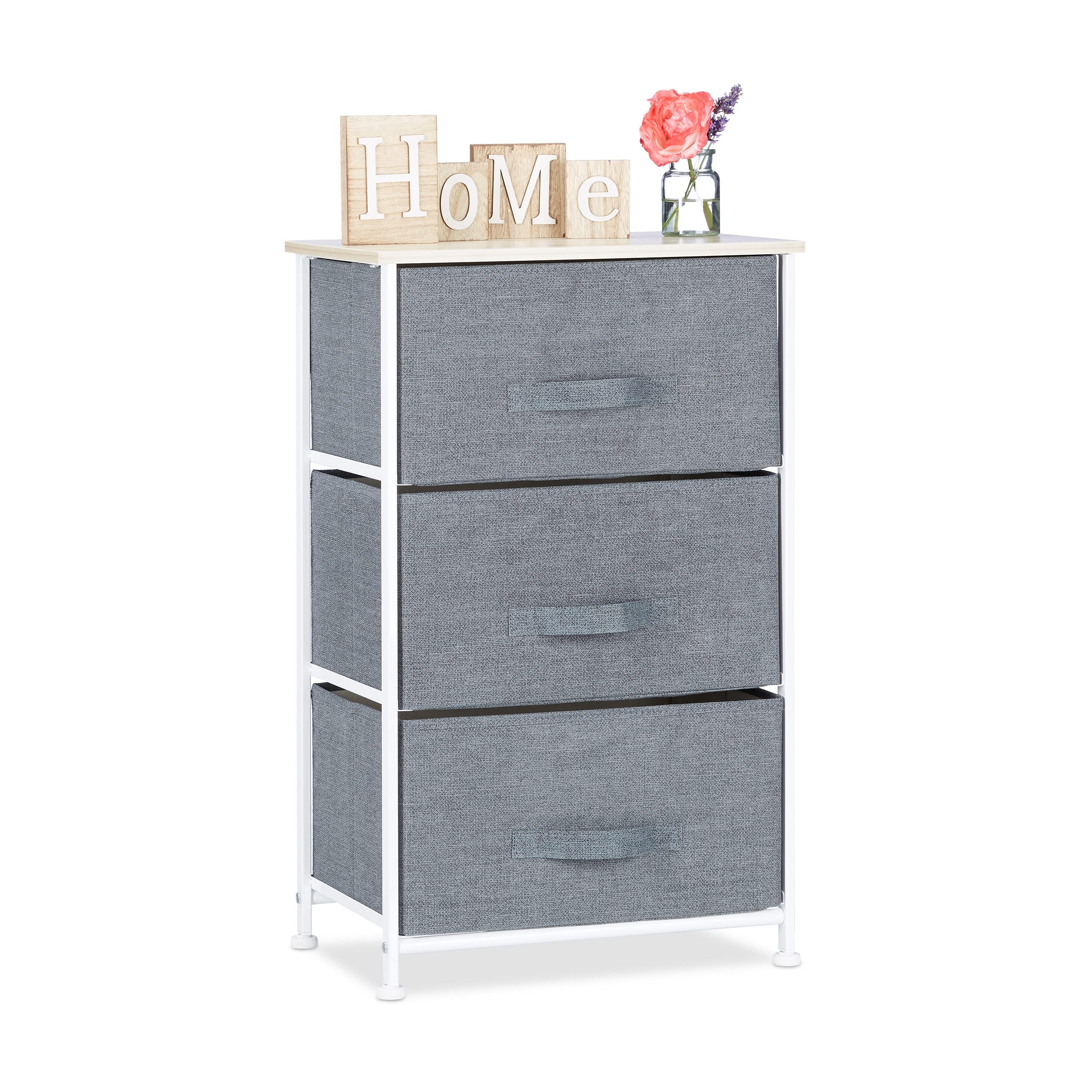 Relaxdays 5-Tier Storage Shelf with Drawers, Wood & Metal Standing Organizer, 28.7