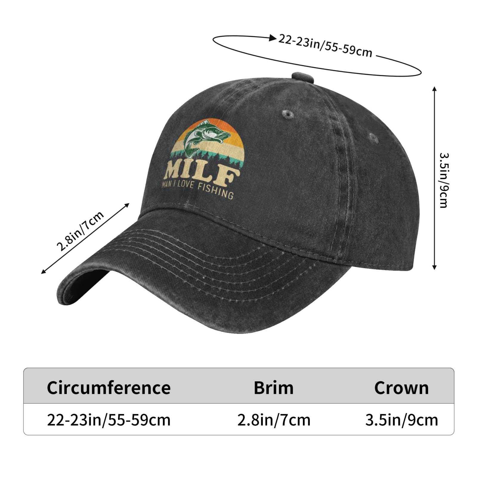 Peiyeety Fishing Hat for Men - Adjustable Baseball Cap with Graphic Design, Black - Perfect for Outdoor Fishing, Hiking, and Casual Wear