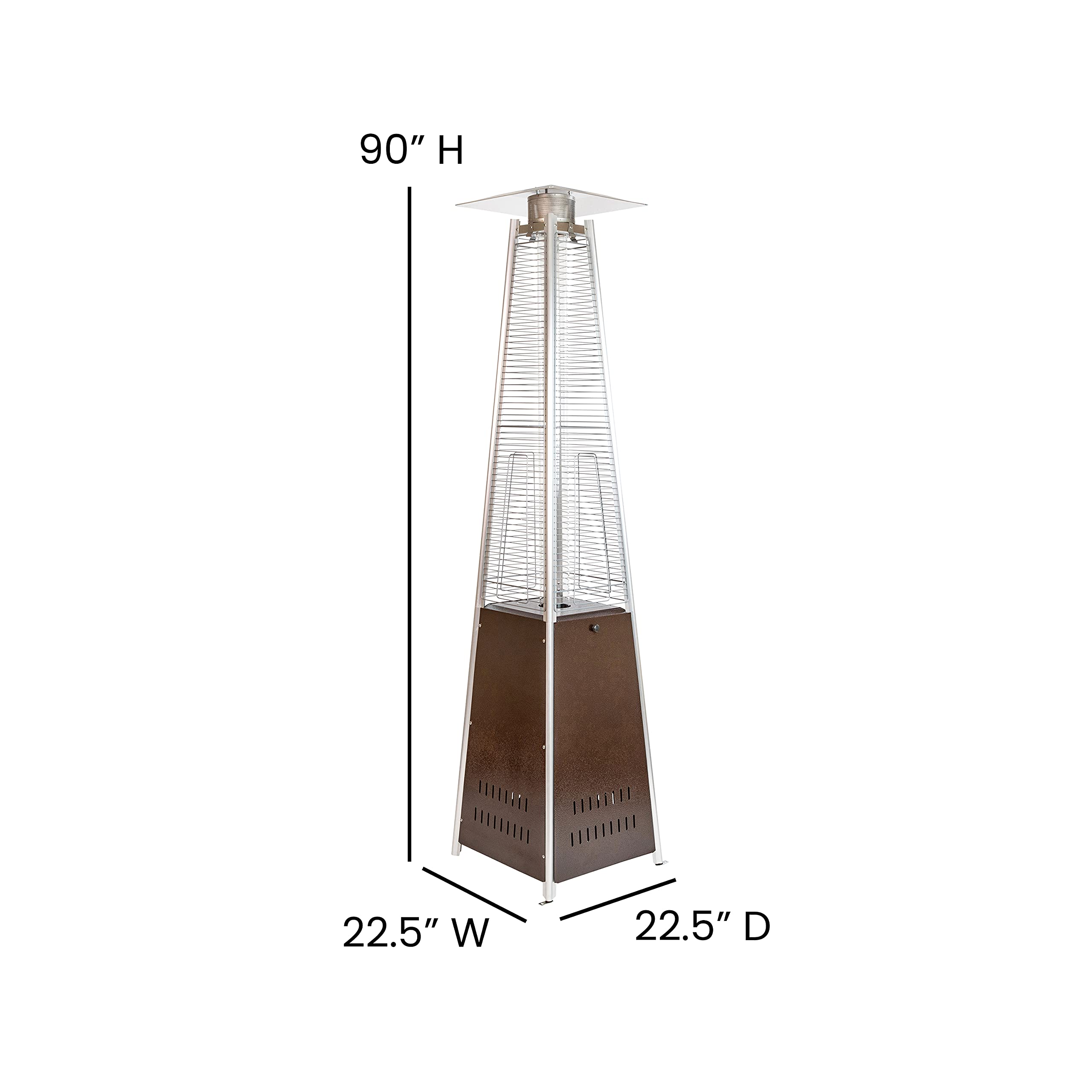 Merrick Lane 7.5ft Bronze Pyramid Outdoor Patio Heater - Portable Standing Heater for Backyard, Deck & Garden - Weather-Resistant Heating Solution for Cold Evenings