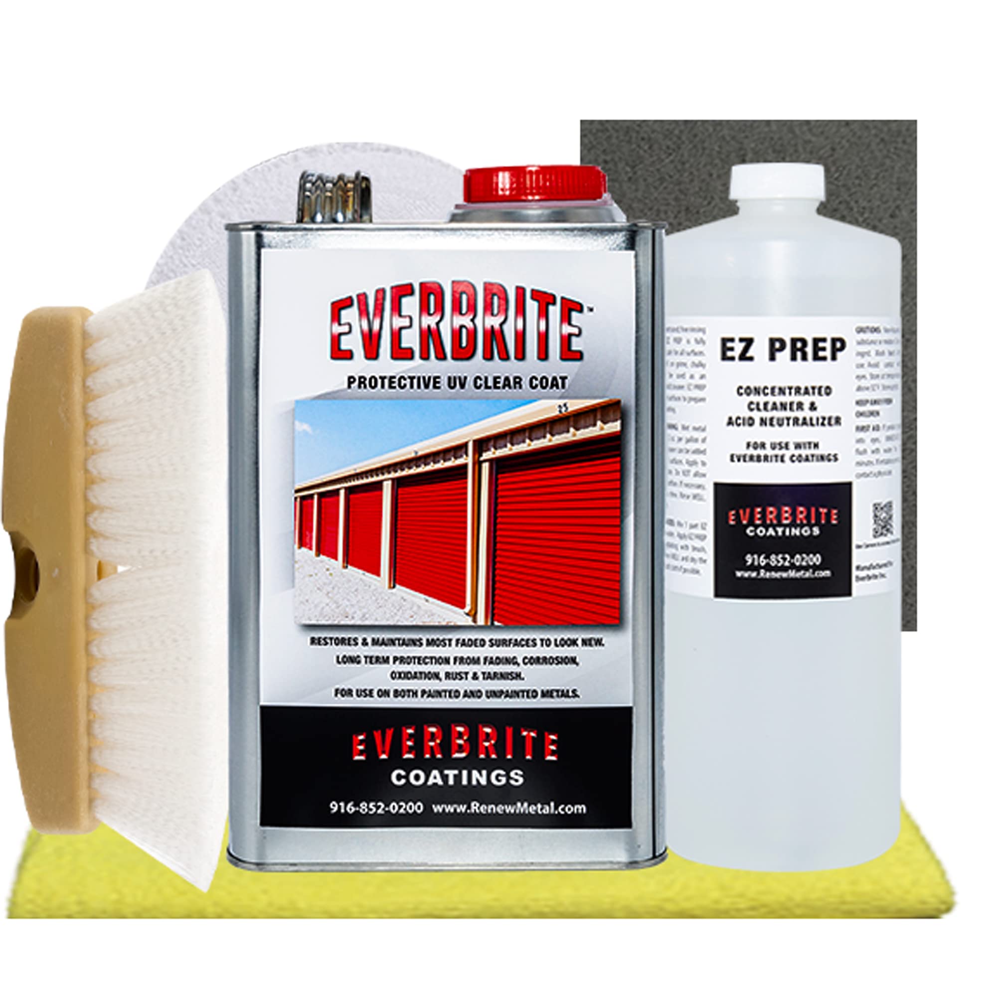 Everbrite Restoration Kit for Storage & Siding - 1 Gallon Protective Coating - Restores & Protects Metal, Fiberglass & Vinyl Surfaces - Ideal for Outdoor Furniture, Sheds & Home Exteriors