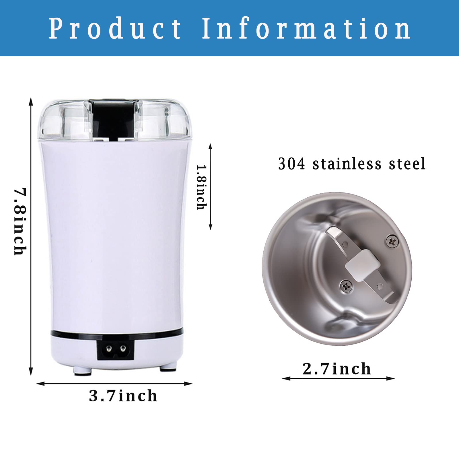 Electric Multifunctional Grinder - Pill Crusher & Coffee Bean Grinder for Fine Powder | Perfect for Elders, Pets & Small Doses | Compact White Design for Home & Travel Use