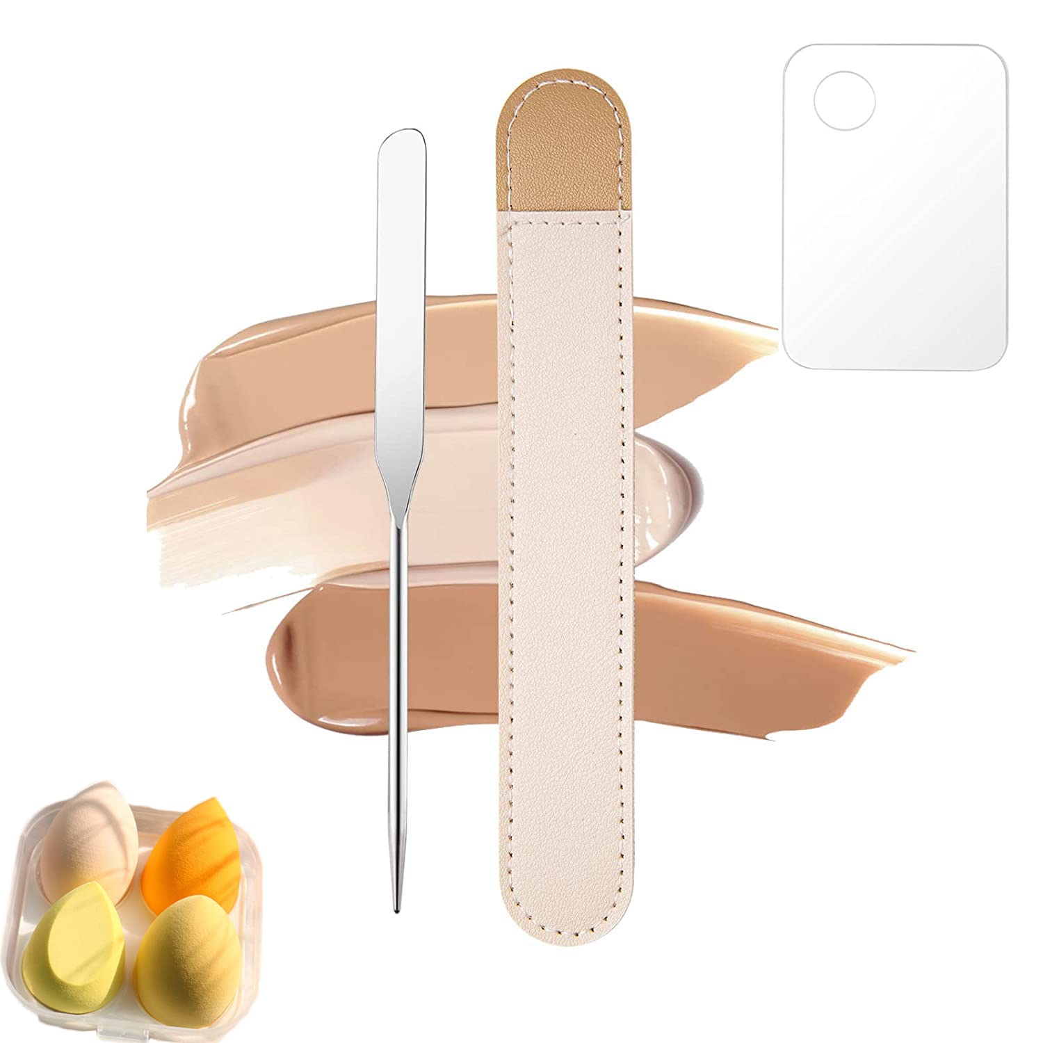 **Picasso Stainless Steel Makeup Spatula & Palette Set - Korean Beauty Tool for Foundation, Cream Blending & Makeup Mixing (A-Yellow) - Perfect for Professional Artists & DIY Makeup Enthusiasts**