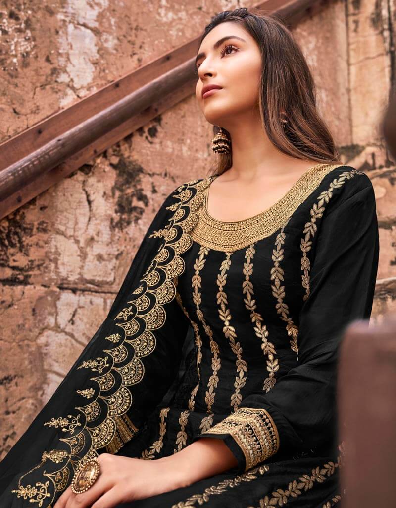 Elegant Black Dola Jacquard Lehenga Salwar Suits for Women - Traditional Indian Ethnic Wear for Weddings, Festivals & Special Occasions