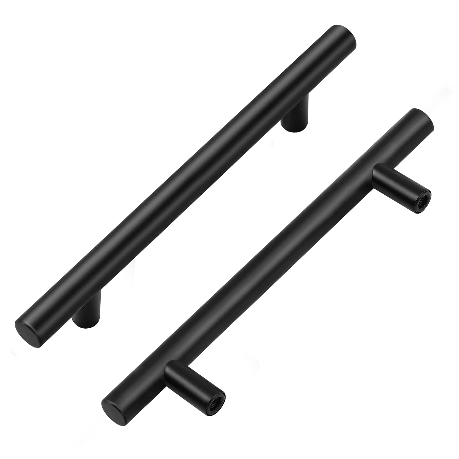 Home Expert 25 Pack 7.38'' Matte Black Cabinet Pulls - Stainless Steel Kitchen Cabinet Handles (7-3/8 Inch Length, 5 Inch Hole Center) - Durable Drawer Pulls for Modern Kitchens, Bathrooms & Furniture Upgrades