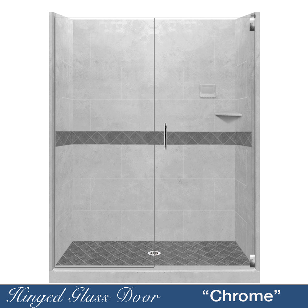 60 Alcove Portland Cement Sistine Stone & Diamond Stone Accent - DIY Shower Remodel Kit for Bathroom Renovation | Waterproof & Durable Tile Solution for Modern Homes