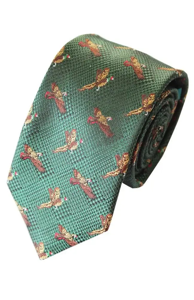 LA Smith Country & Hobby Bird Check Silk Neckties for Men | Classic Patterned Dress Ties for Business, Weddings & Formal Occasions
