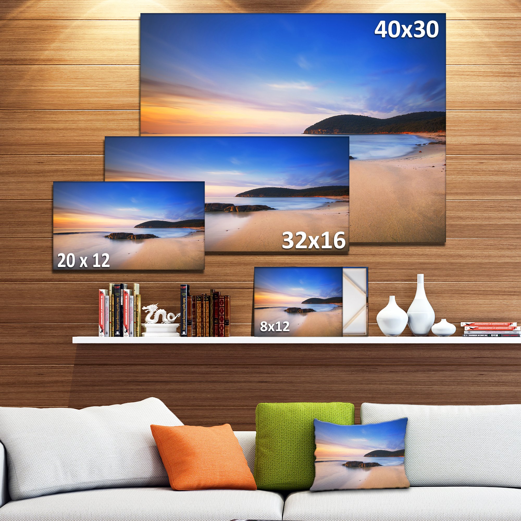 Extra Large Seashore Canvas Wall Art - Stunning Sunset at Cala Violina Beach Painting - Perfect for Living Room, Bedroom & Office Decor