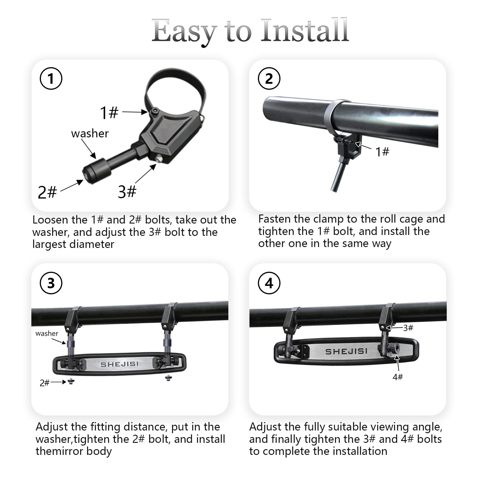 2023 Universal UTV Mirrors - Aluminum Alloy Rear View Mirrors for 1.5