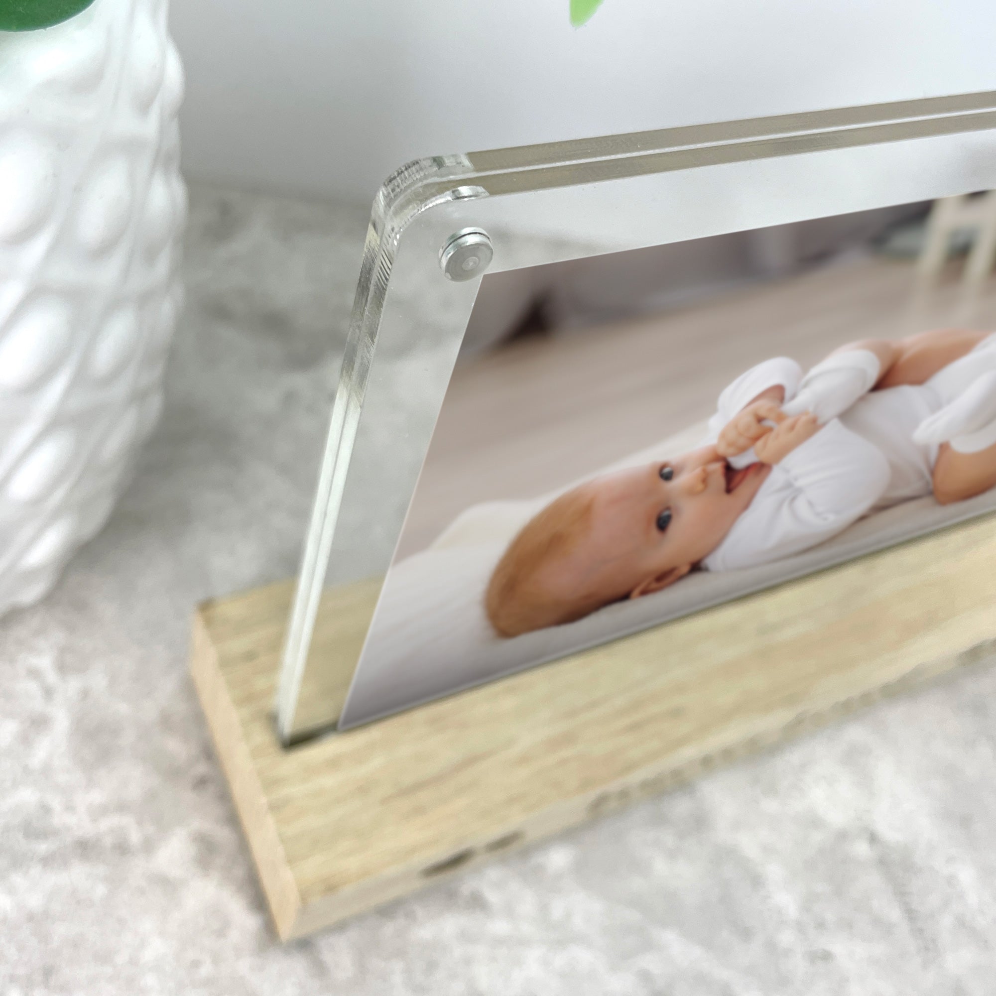 Personalized Jungle Animals Wooden Photo Frame for Newborn Baby - 6x4 Inch Nursery Decor, Baby Shower Gift, Kids Room Wall Art