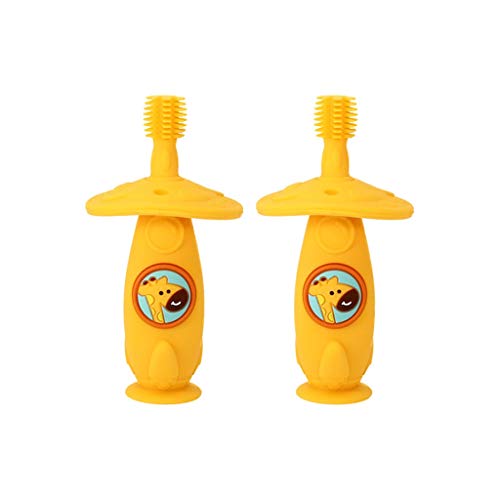 Palmolive Kids Soft Bristle Toothbrush for Children Ages 1-6 Years - 360° Infant Training Silicone Manual Toothbrush (Yellow) - Gentle Cleaning for Toddlers & Preschoolers at Home or Travel