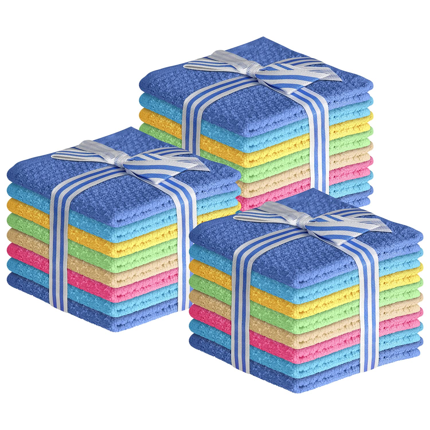 24-Pack Multicolor Cotton Washcloths - Soft, Absorbent & Reusable 12x12 Inch Multipurpose Cleaning Cloths for Kitchen, Bathroom, Face & Body Care | Ideal for Spa, Baby Care & Household Cleaning