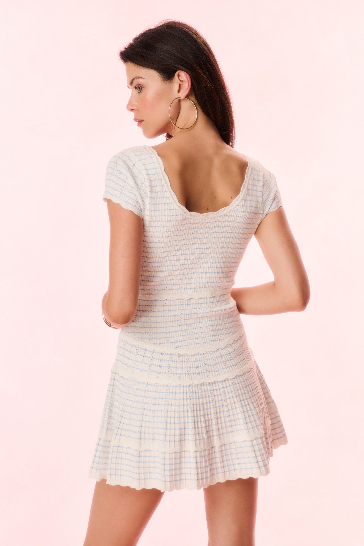 Elisavette Striped Stretch Knit Mini Dress for Women - Sexy Bodycon Party Dress for Night Out, Club, Date Night | Comfortable & Flattering Fit