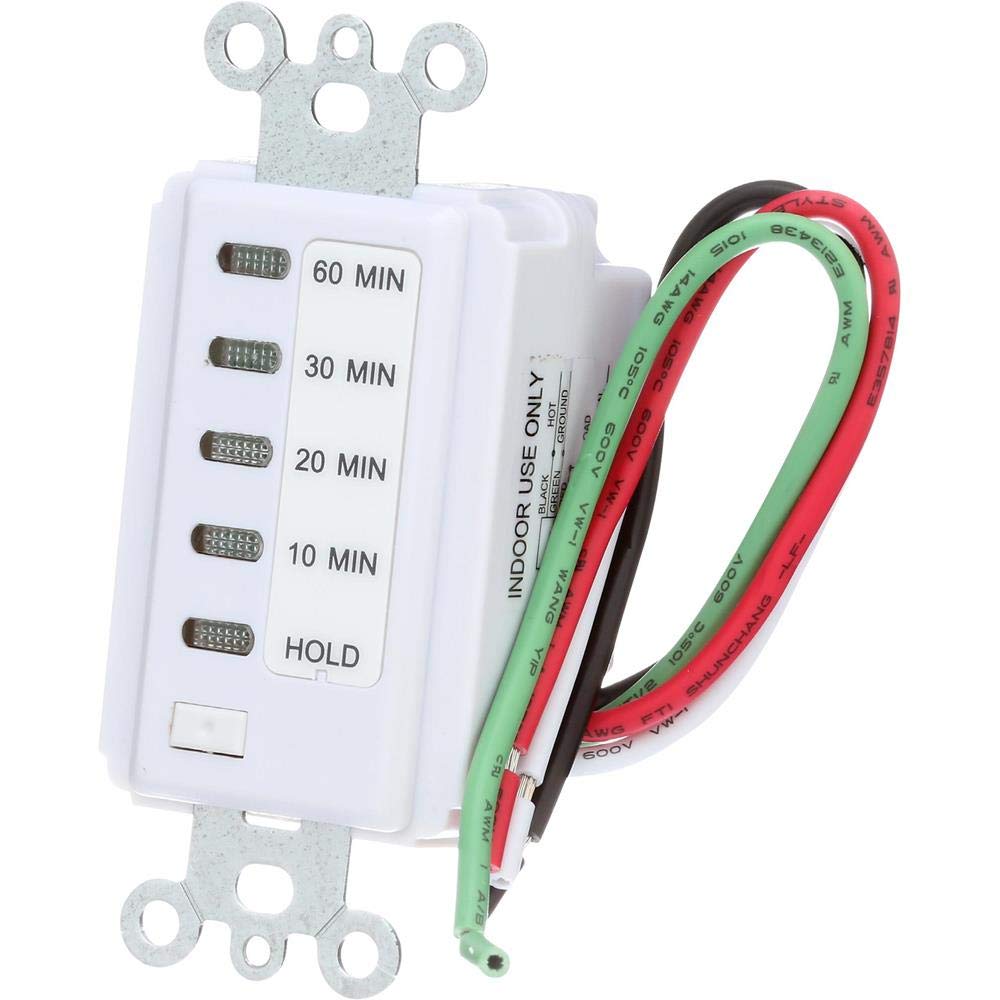 Westek TMDCD60 Hardwired Indoor Countdown Timer - 6-Setting Programmable Wall Switch, White - Perfect for Lights, Fans & Appliances in Home, Office & Garage
