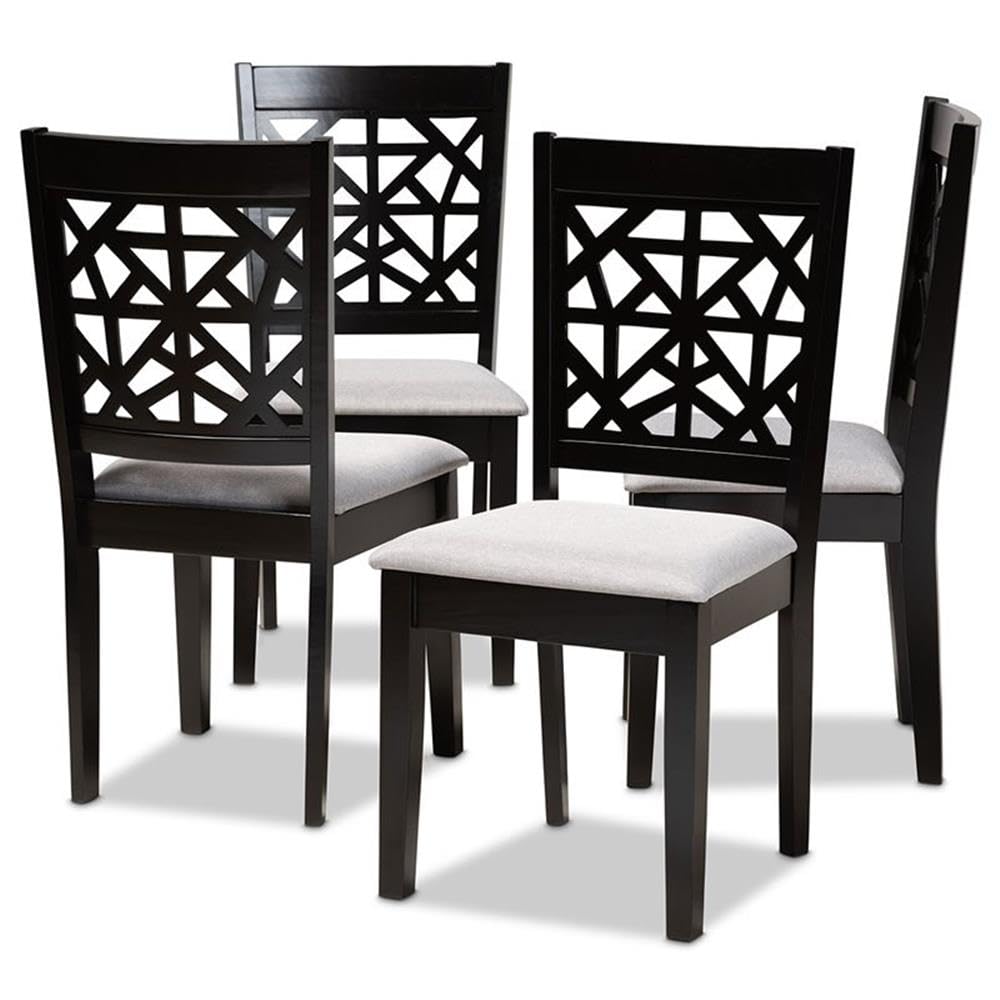 BOWERY HILL Set of 4 Upholstered Dining Chairs - Espresso Wood Frame with Gray Fabric - Modern Kitchen & Dining Room Furniture for Home & Restaurant Use