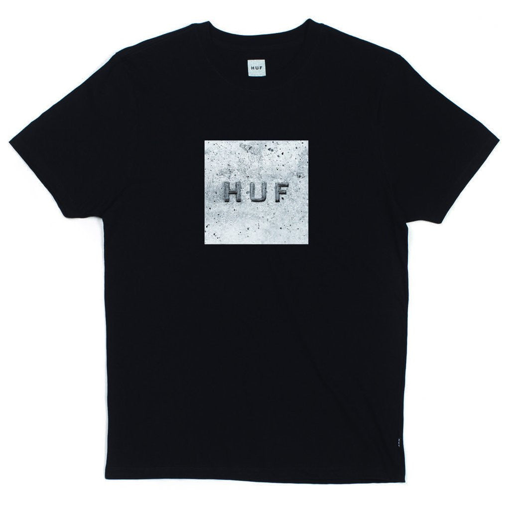 HUF Concrete Box Logo T-Shirt - Black Cotton Streetwear Tee for Men | Casual Wear, Skateboarding & Urban Fashion