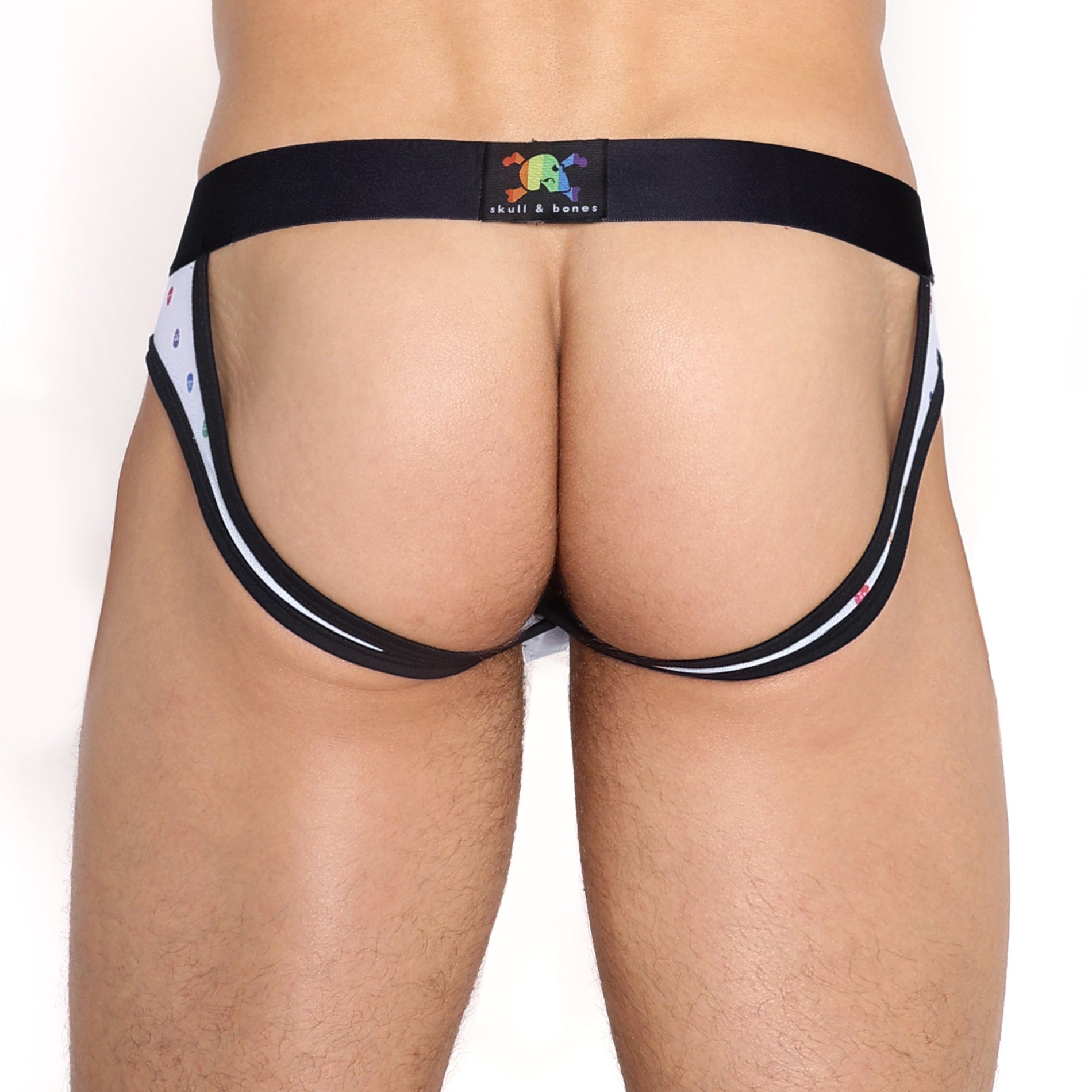 Pride Ditsy Skull White Sheer Mesh Y Jock Strap - LGBTQ+ Fashion Underwear for Men, Comfortable & Breathable Design - Perfect for Pride Events, Costume Parties & Intimate Wear