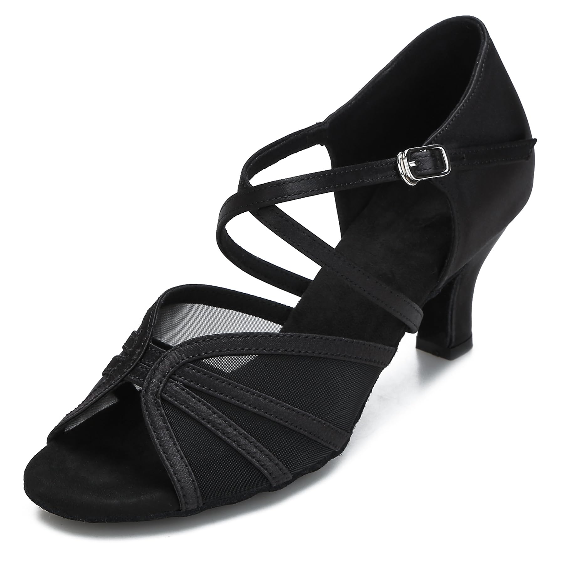 Women's Ballroom Dance Shoes Latin Salsa Tango Dancing Shoes Cross Strap Sandals 2.5inch 3inch Heel ZB04 for Competition Practice Social Dancing