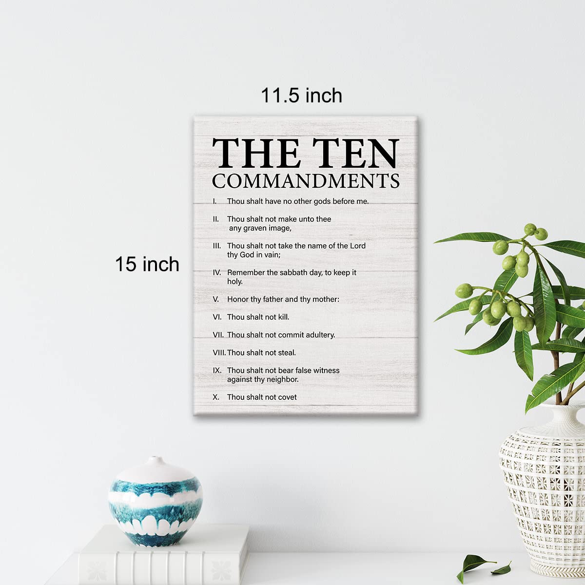 10 Commandments Canvas Wall Art - Christian Home & Office Decor - Wooden Framed 11.5x15