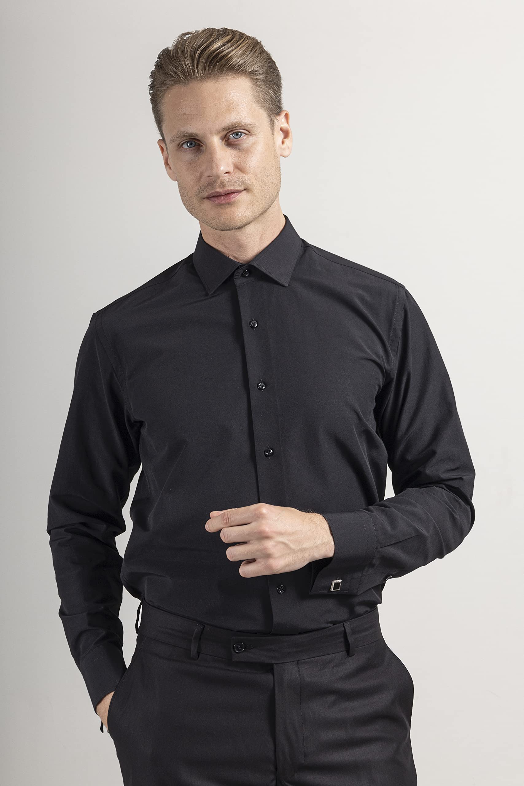 Jack Martin London Men's Dress Shirts | Premium Long Sleeve Formal Shirts with French Cuffs & Cufflinks | Elegant Business Attire for Office, Weddings & Special Occasions