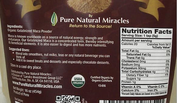 Organic Gelatinized Maca Root Powder - Peruvian Superfood for Energy, Hormonal Balance & Endurance - 100% Pure Maca Powder for Men & Women - 16 oz - Non-GMO, Vegan, Gluten-Free - Perfect for Smoothies, Baking & Natural Energy Boosts