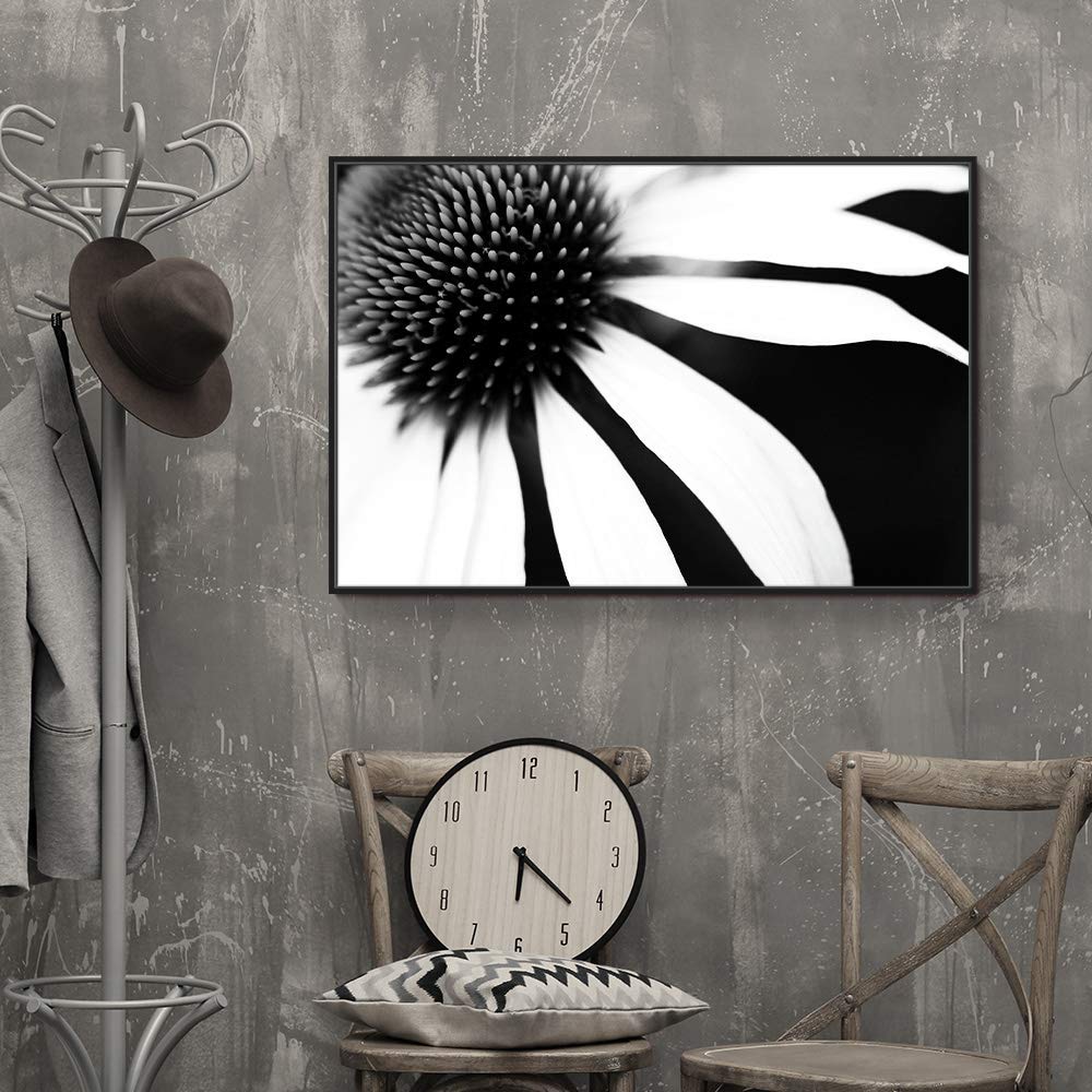 Floating Framed Canvas Wall Art - Black Flower Print 16x24 Inches, Ready to Hang for Living Room & Bedroom Decor | Modern Home Wall Decor for Housewarming & Interior Design