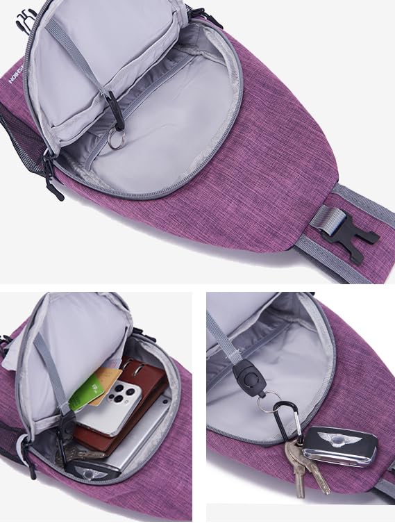 FRANSHION Unisex Sling Backpack - Waterproof Crossbody Bag for Men & Women, Lightweight Hiking Backpack, Small Travel Daypack (Purple) - Perfect for Outdoor Adventures, Commuting & Daily Use