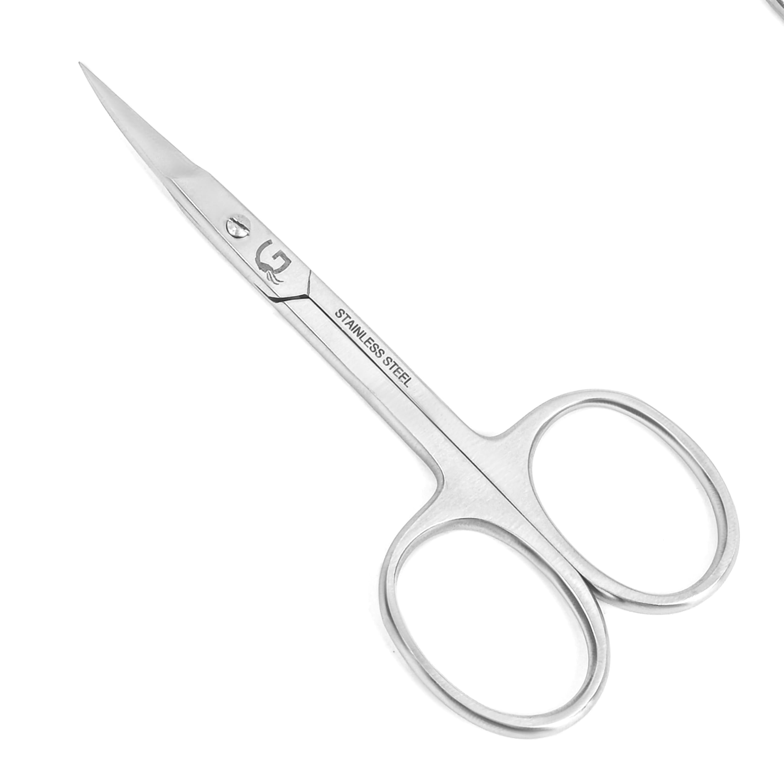 Professional Stainless Steel Cuticle Scissors - Curved Grooming Scissors for Eyebrow, Mustache, Nose Hair, Eyelash & Dry Skin Care - Manicure & Pedicure Essential for Home & Salon Use