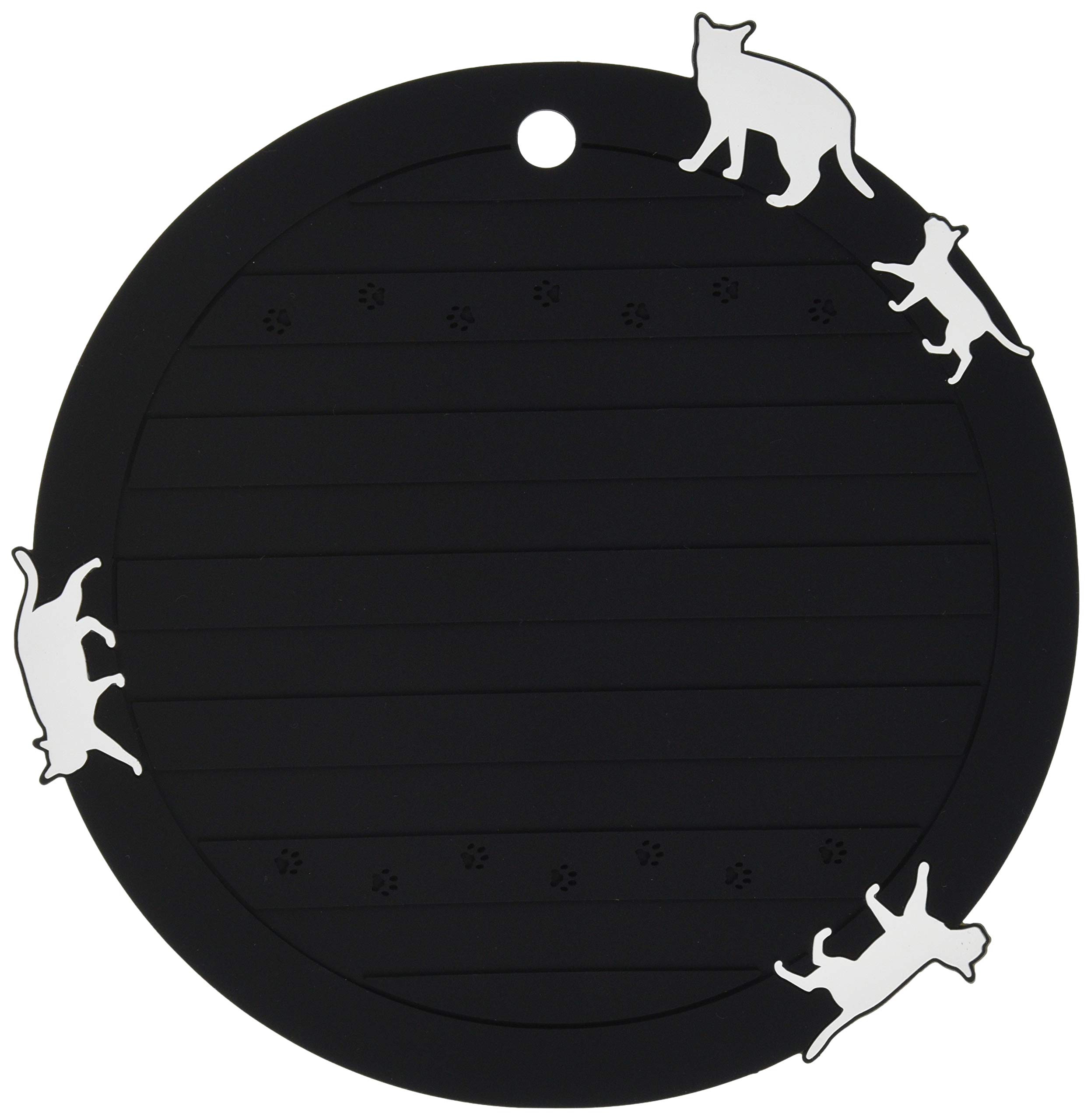 Ken Onishi ASC-1402 Heat Resistant Silicone Hot Pot Mat - Round Black Non-Slip Trivet for Kitchen Countertops & Dining Tables - Perfect for Hot Pots, Pans & Serving Dishes