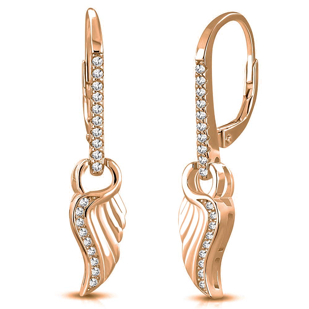 925 Sterling Silver White Clear CZ Angel Bird Wings Drop Dangle Earrings for Women - 1.30
