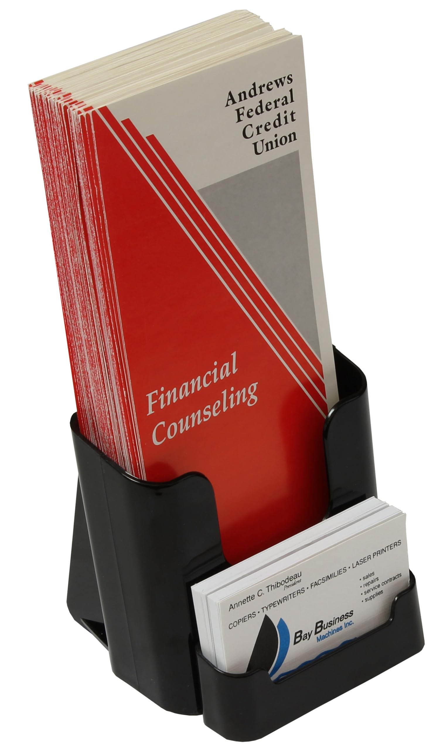 Black Plastic Leaflet Pocket with Removable Business Card Holder - Wall Mounted or Countertop Display Organizer (Set of 60) - Perfect for Retail Stores, Restaurants, and Office Reception Areas