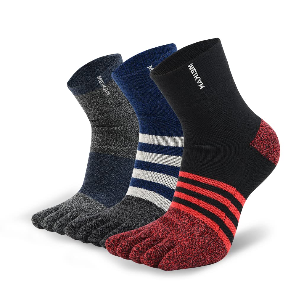Breathable Men's Cotton Toe Socks - 5 Finger Compression Crew Socks for Running & Athletic Activities - No Show Design (4 Pairs, Size 7-11) - Perfect for Gym, Yoga & Outdoor Sports