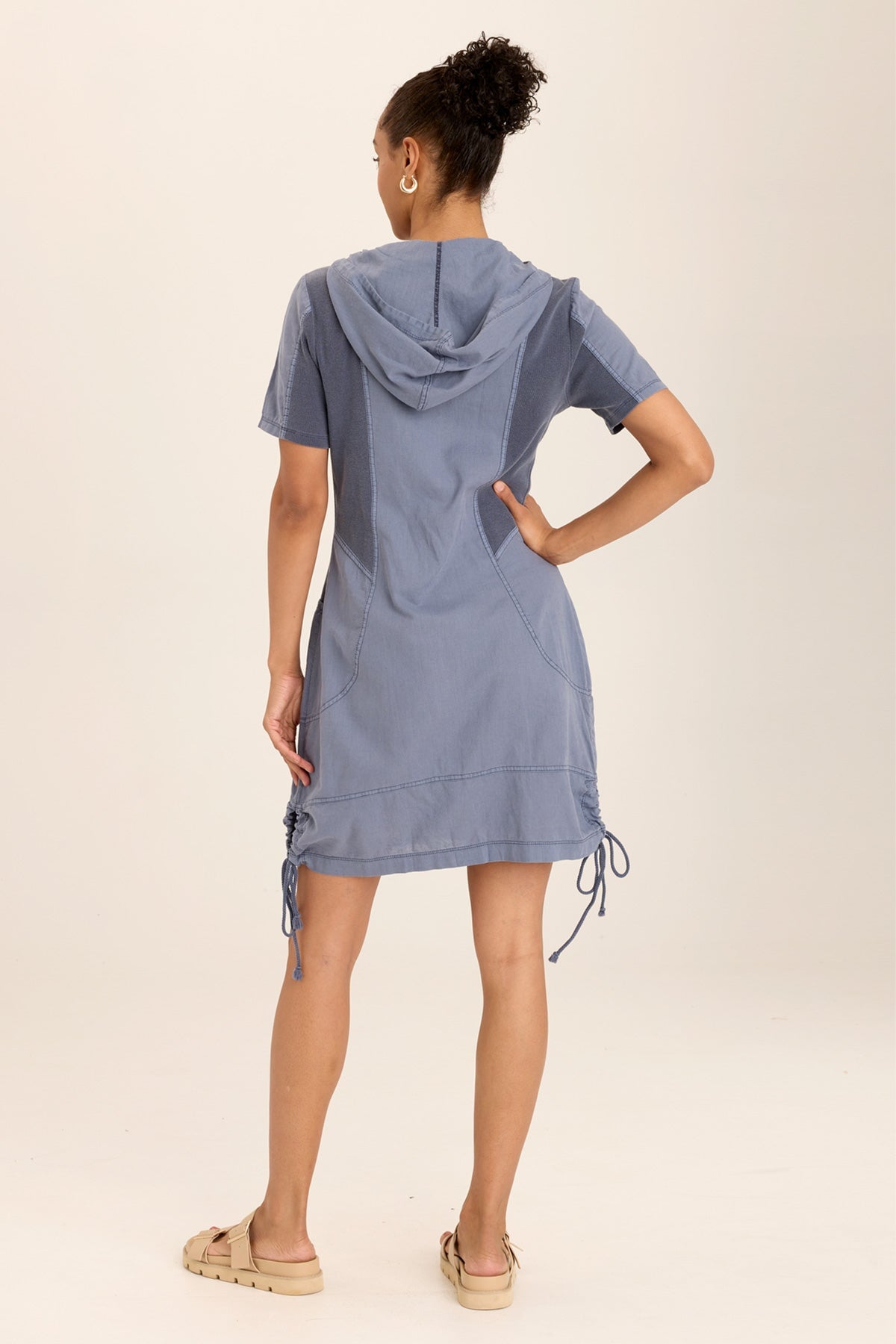 Lenchen Women's Linen Blend Stretch Hooded Mini Jacket Dress - Casual Chic Spring Summer Outfit for Streetwear, Date Night & Travel