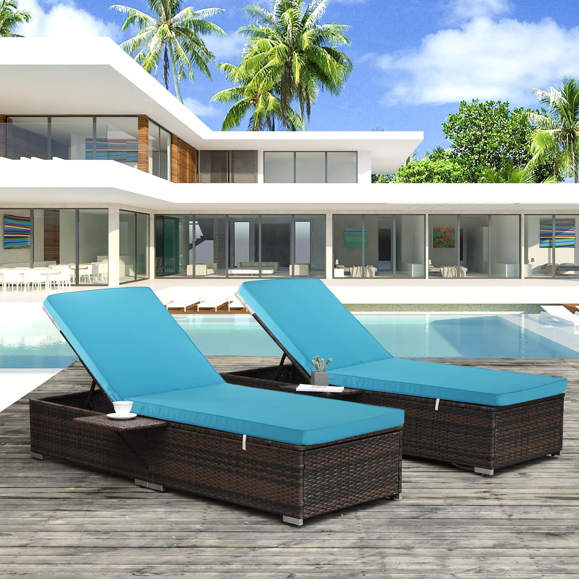 Waterproof Outdoor Chaise Lounge Cushion - Fade & Tear Resistant Patio Furniture Cushion for Poolside, Resort, Hotel (80x26x3 Inch, Teal) - Perfect for Sunbathing, Lounging by the Pool or Relaxing in Your Backyard