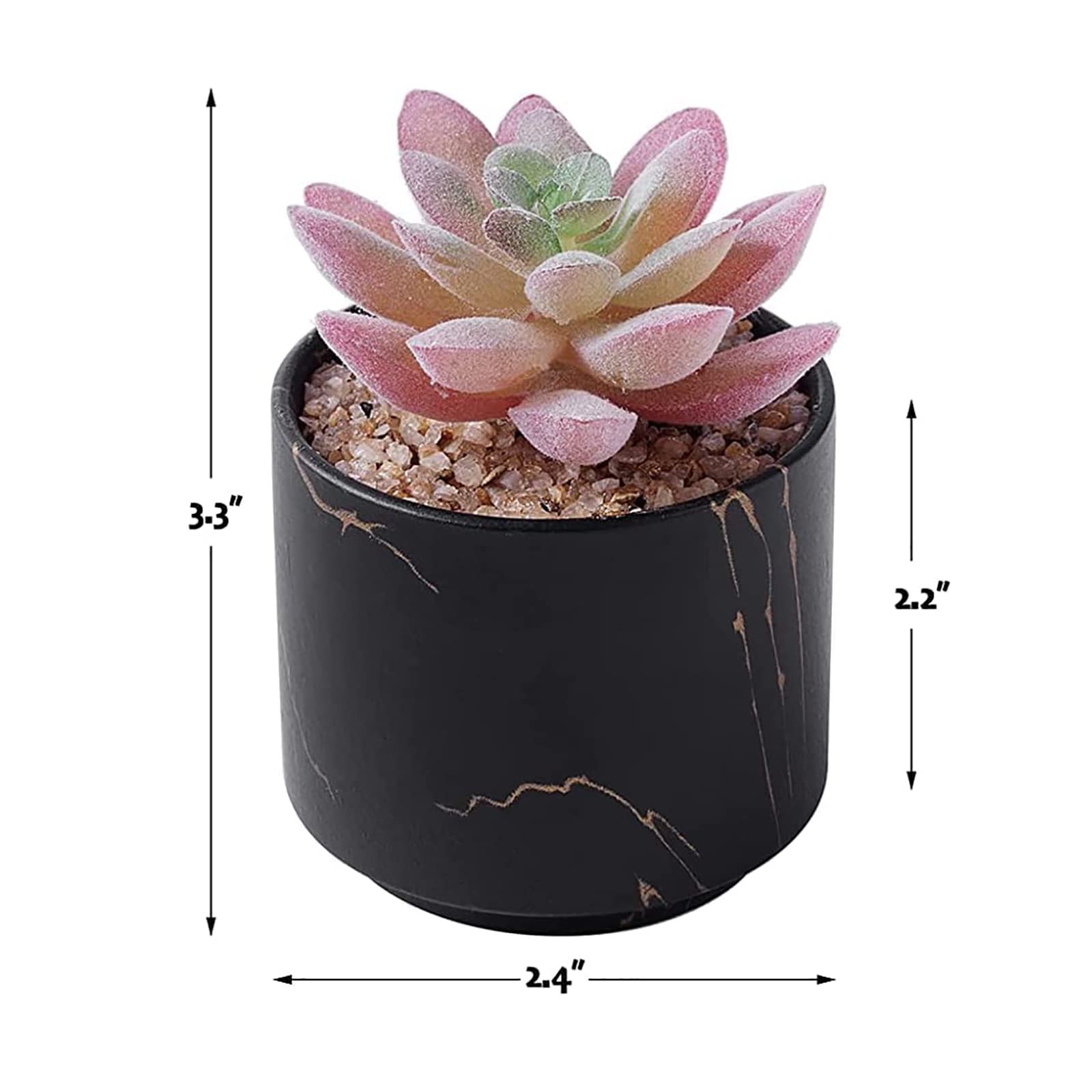 Zenmag Mini Artificial Succulents in Black Ceramic Pots - Fake Plants for Desk, Office, Home Decor - Perfect for Living Room, Bathroom, Bedroom & Aesthetic Workspace - Cute Tabletop Decor for Women (1PC)