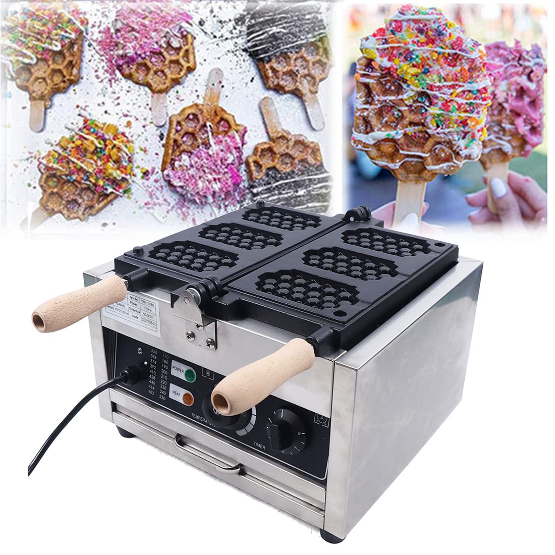 **DNYSYSJ 1500W Electric Honeycomb Waffle Maker - 3-Slice Nonstick Waffle Iron for Home & Commercial Use - Perfect for Breakfast, Desserts, and Parties**