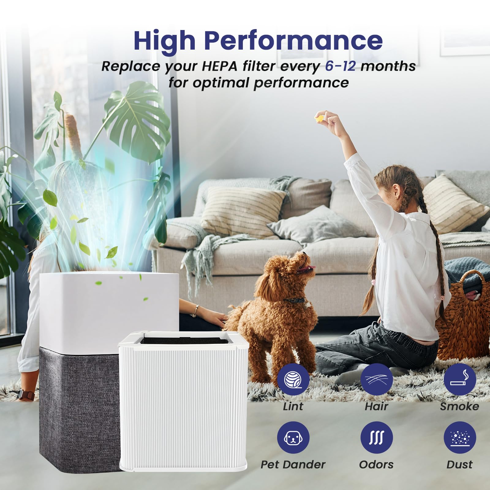 2 Pack True HEPA Replacement Filters for Blue Pure 211+ Air Purifier - Foldable Particle & Activated Carbon Air Cleaner Filters | Perfect for Home, Office, and Allergy Relief