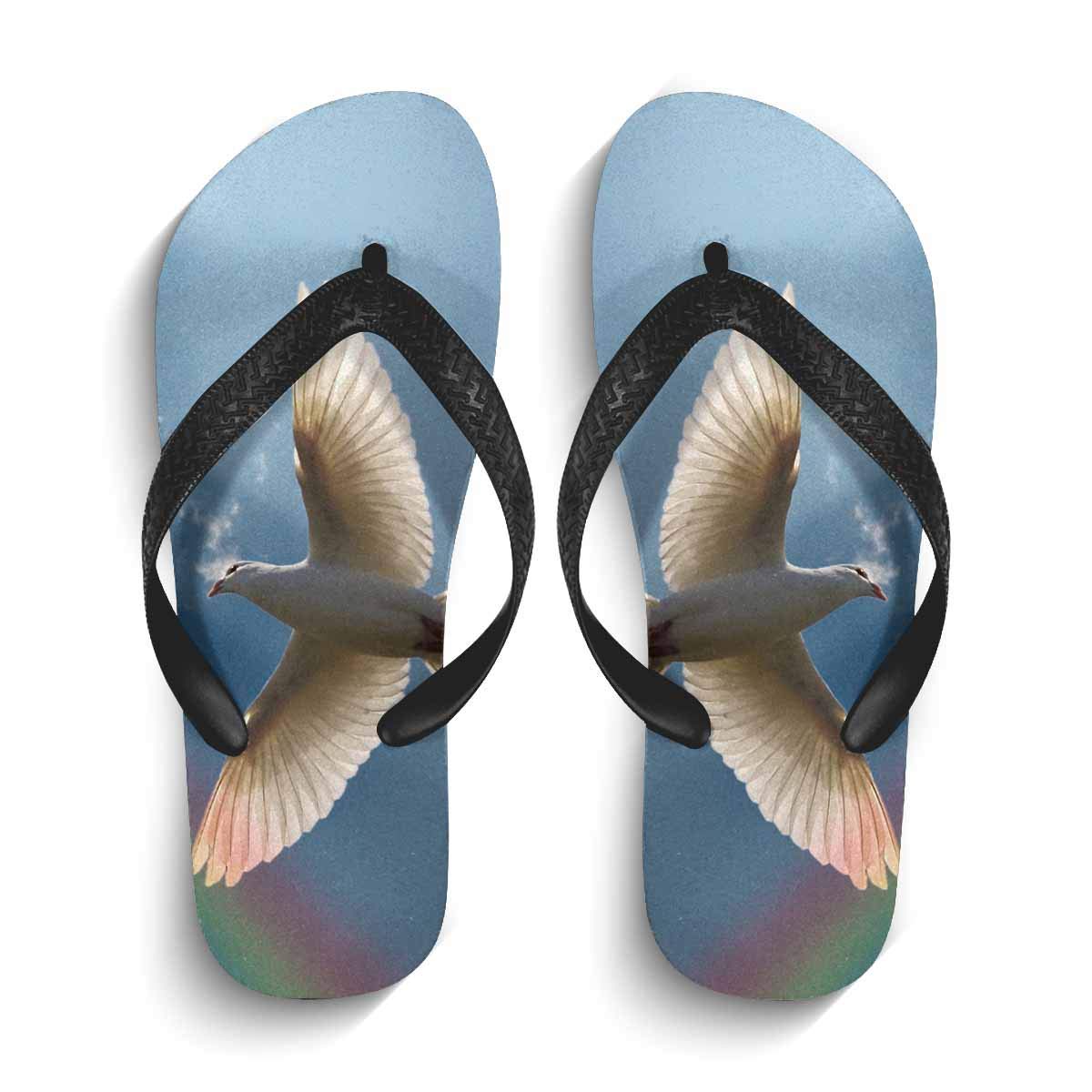 INTERESTPRINT Men's Non-Slip Flip Flop Slippers with Deer Rabbit Bird Designs - Comfortable Beach Sandals for Summer, Pool, and Outdoor Activities