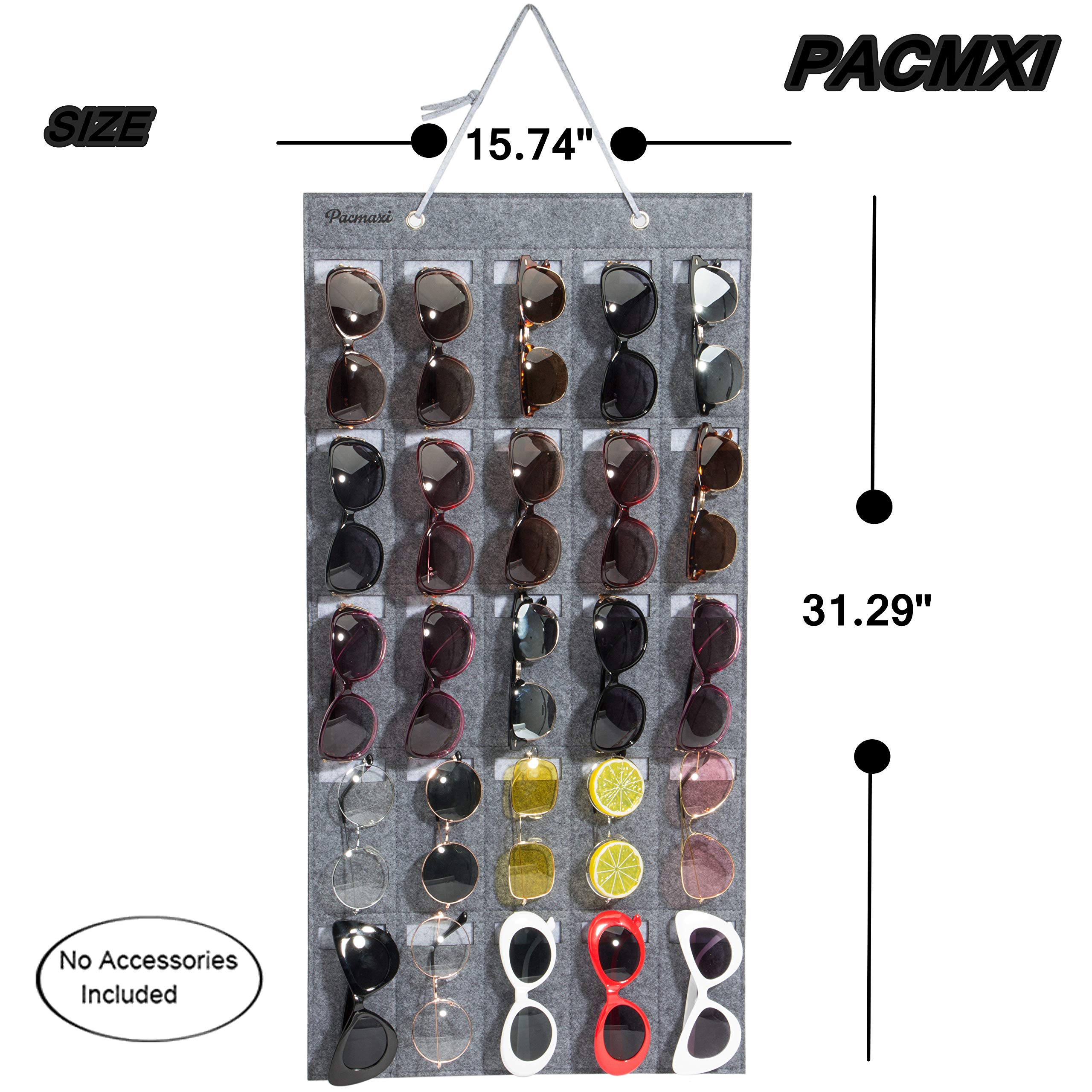 PACMAXI Sunglasses Organizer Wall Mount - Eyeglass Storage Holder & Eyewear Display for Sunglasses, Glasses, and Reading Glasses - Perfect for Bedroom, Bathroom, Entryway, and Retail Store Organization
