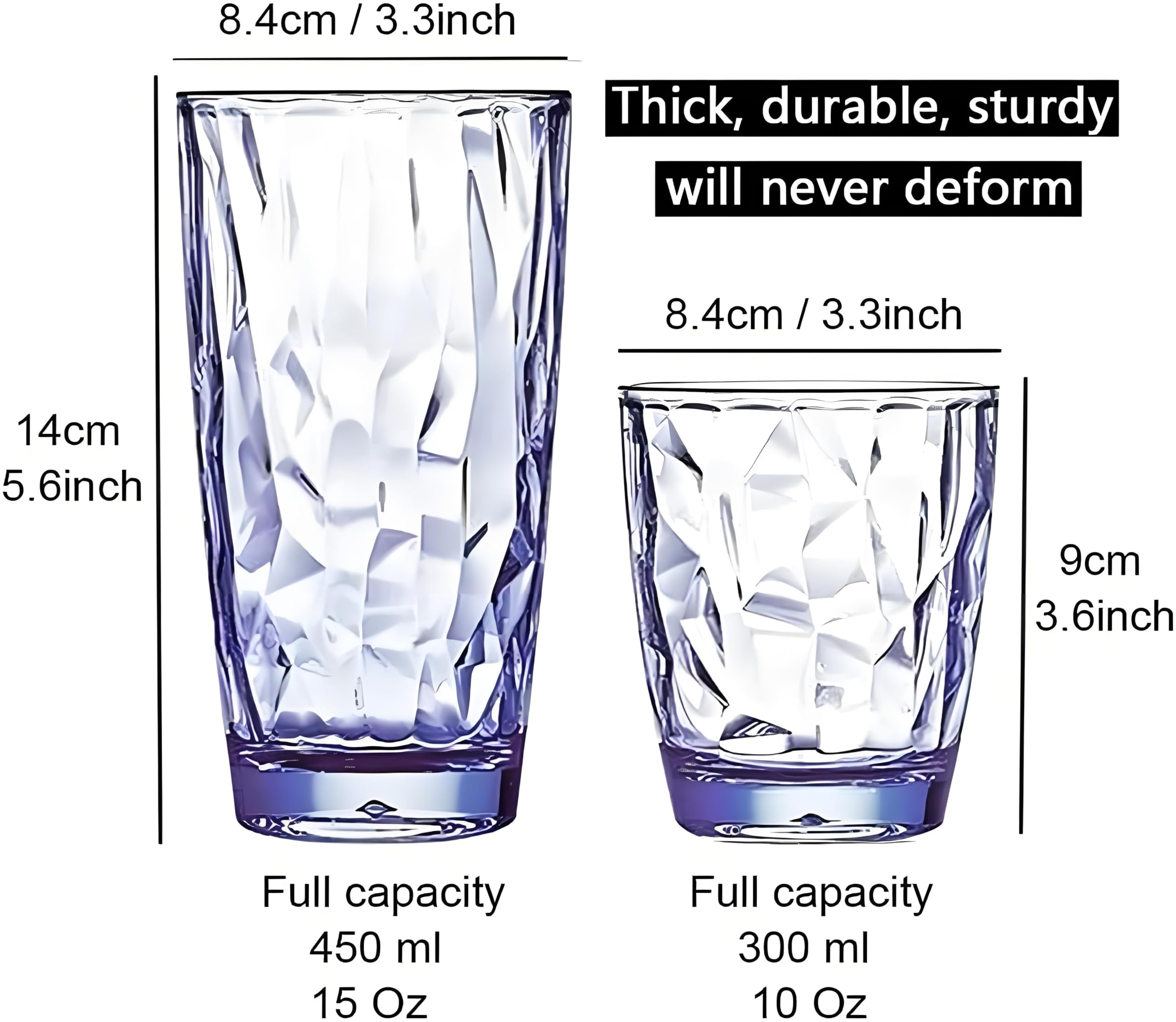 12-Pack 10 Oz Unbreakable Tritan Plastic Drinking Glasses - BPA Free, Dishwasher Safe, Shatterproof Acrylic Cups for Water, Juice & Beverages - Reusable Kitchen Drinkware Set (Blue) - Perfect for Parties, Picnics, Restaurants & Everyday Use