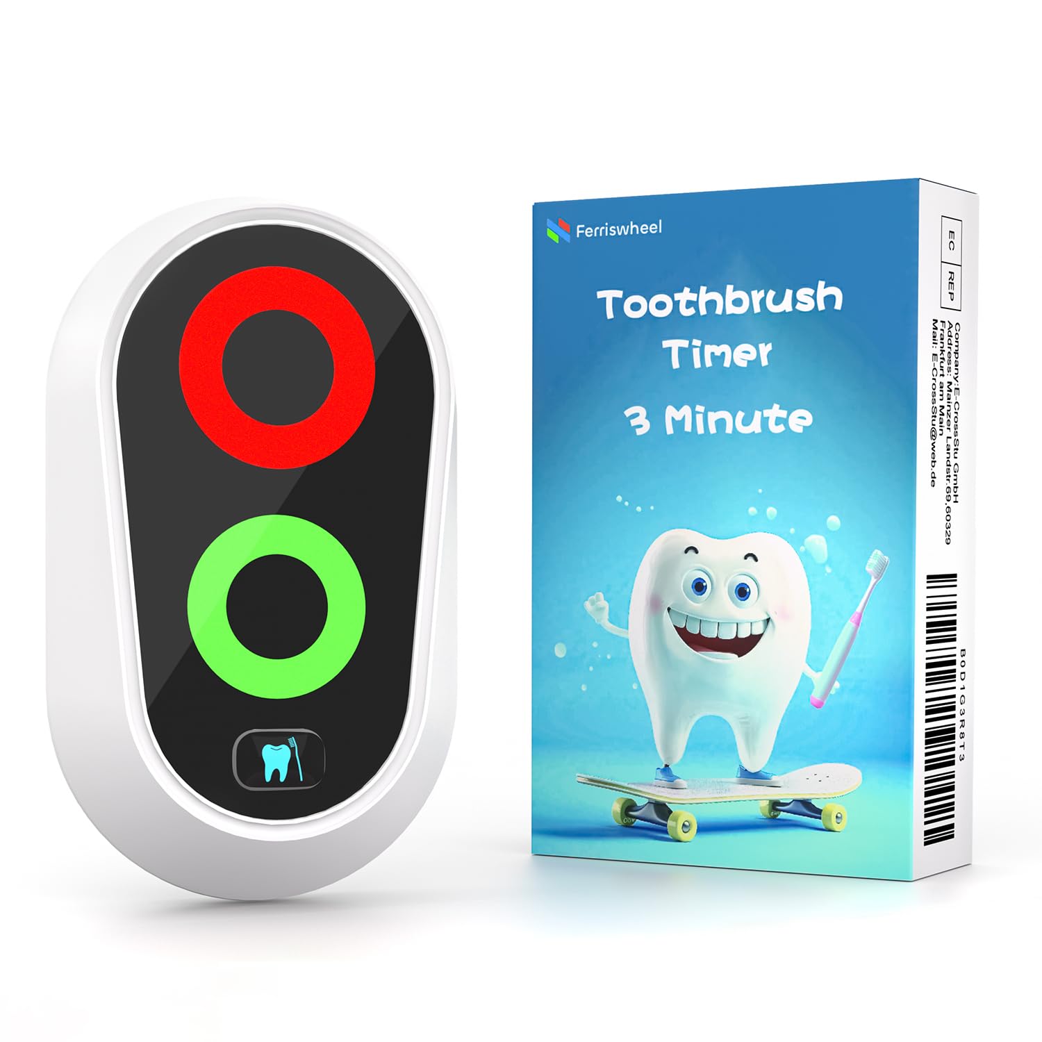 2-3 Minute Kids Toothbrush Timer - Fun Magnetic Waterproof Bathroom Timer with Color Lights for Children's Dental Training & Adults - Perfect Tooth Brushing Coach for Home & Travel (White)