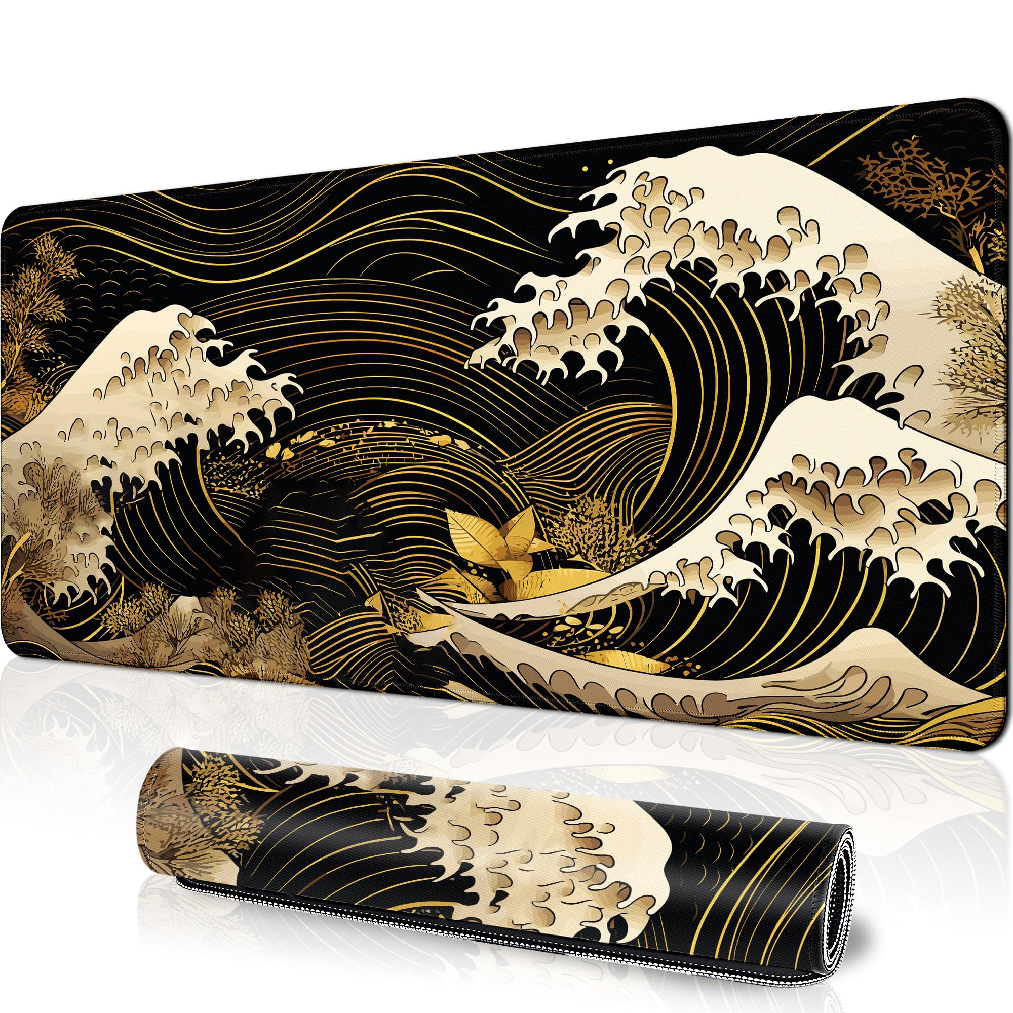 Premium Japanese Wave Design XXL Gaming Mouse Pad (31.5