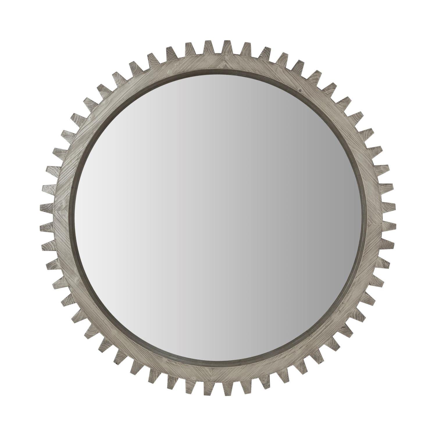 Mercana Cog IV Grey Wash Wall Mirror with Cross Design - 44