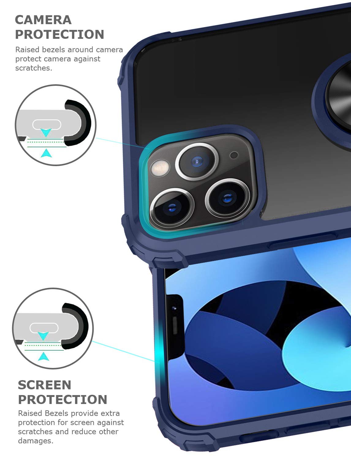 iPhone 12 Pro Max Kickstand Case (2020) - Slim Clear Protective Cover with Magnetic Car Mount for Secure Hands-Free Use