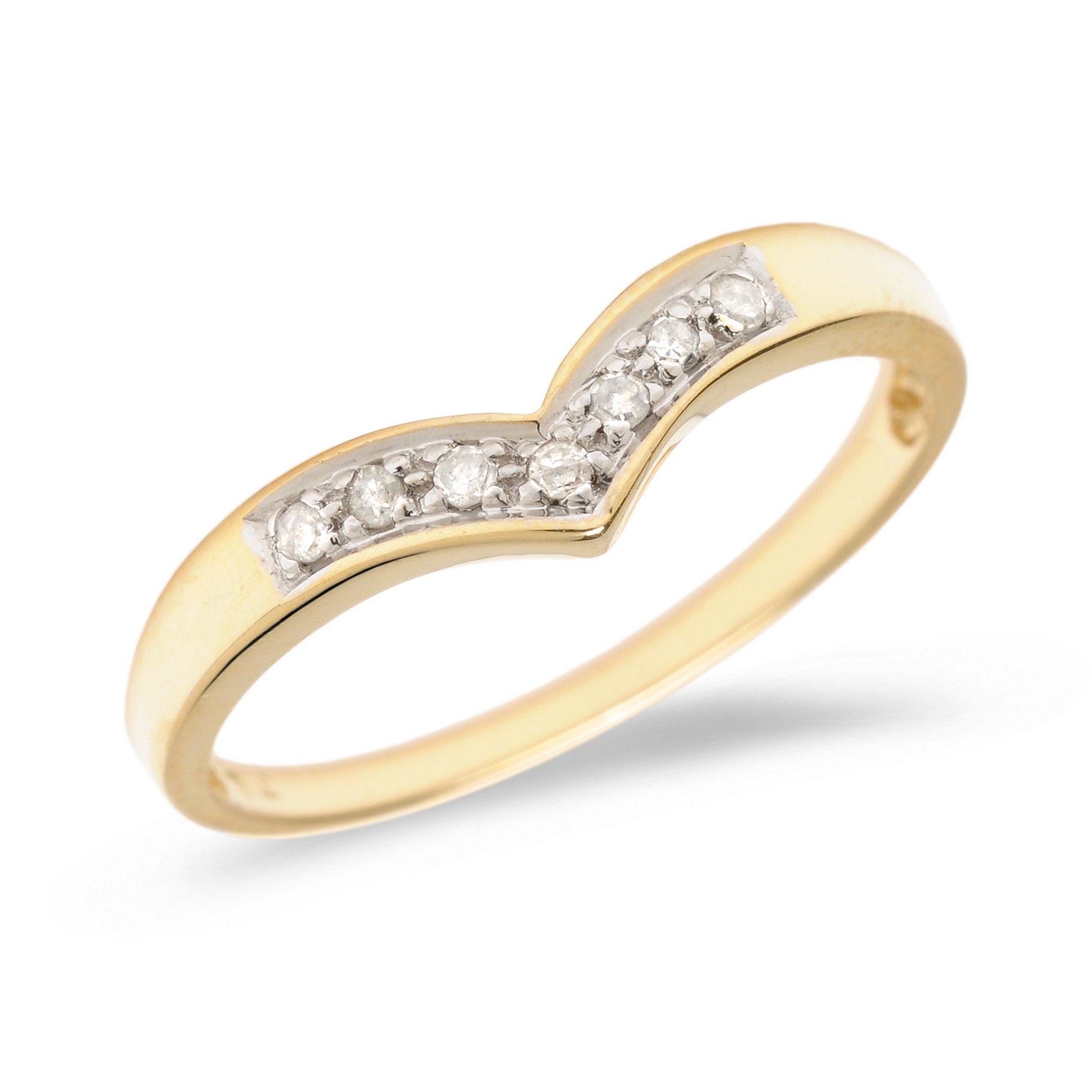 10K Yellow Gold Diamond Chevron Ring for Women - Elegant Stackable Wedding Band, Anniversary Gift, Promise Ring - Perfect for Everyday Wear & Special Occasions
