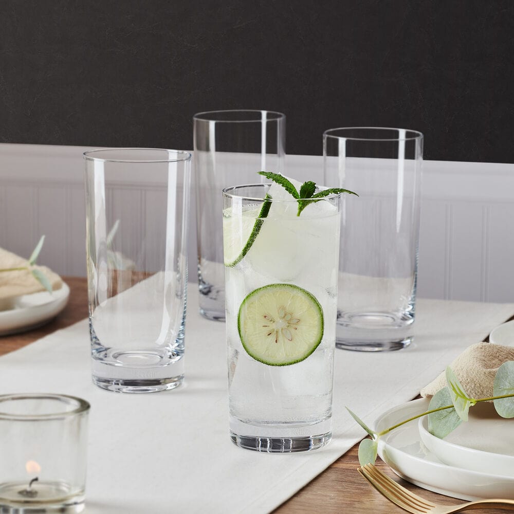 Premium Set of 4 Lana Highball Glasses - 16oz Crystal Clear Drinking Glasses for Cocktails, Whiskey, Iced Tea & More - Perfect for Home Bar, Parties & Gifts