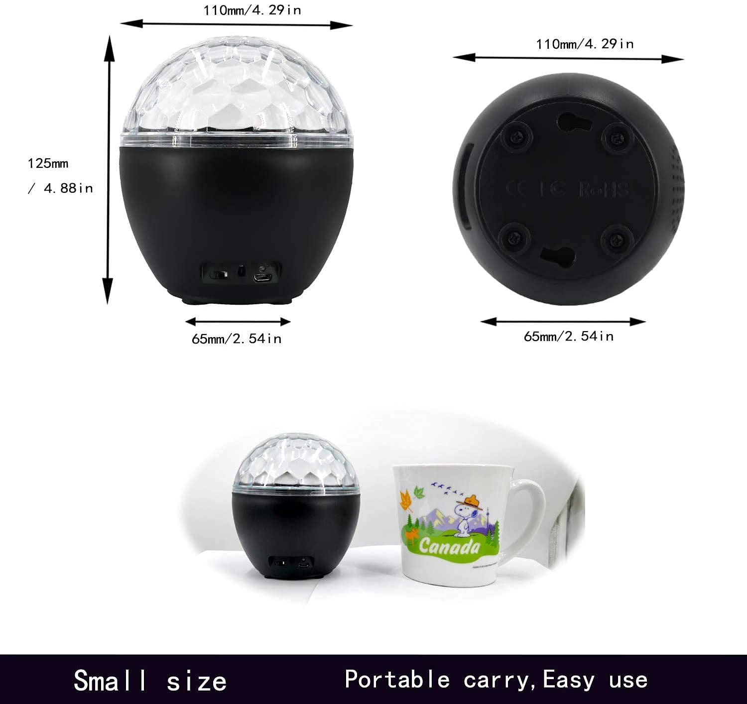Portable Bluetooth Disco Ball with Remote Control - Sound Activated DJ Strobe Light for Dance Parties, Birthday Celebrations & Room Decor | Perfect for Christmas, Nightclubs, Home Parties & Events