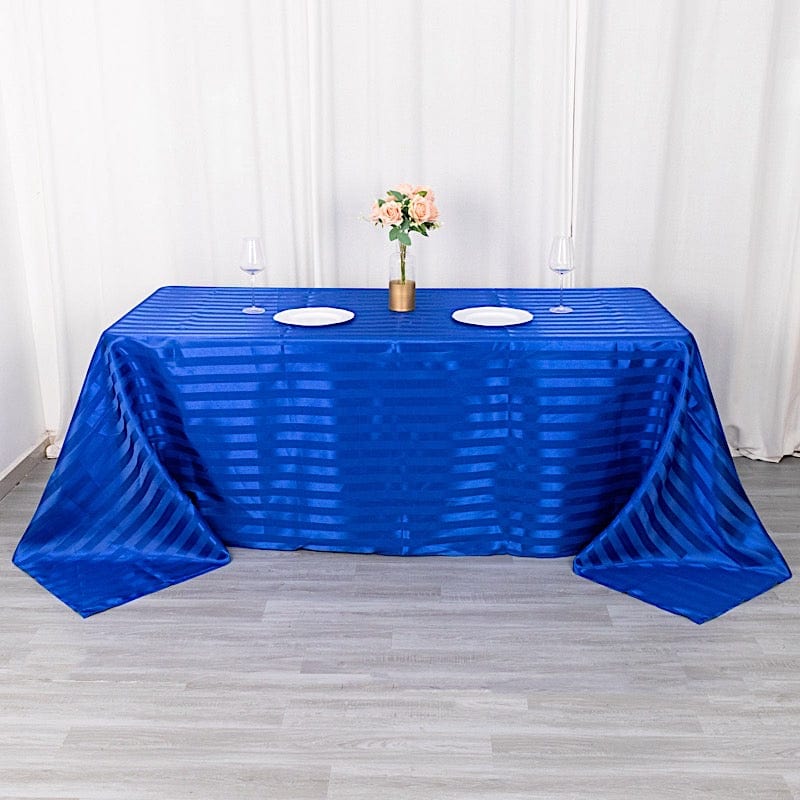90x132 Inch Striped Satin Rectangular Tablecloth - Elegant Wedding Banquet Table Linen for Formal Dinners, Parties & Special Events
