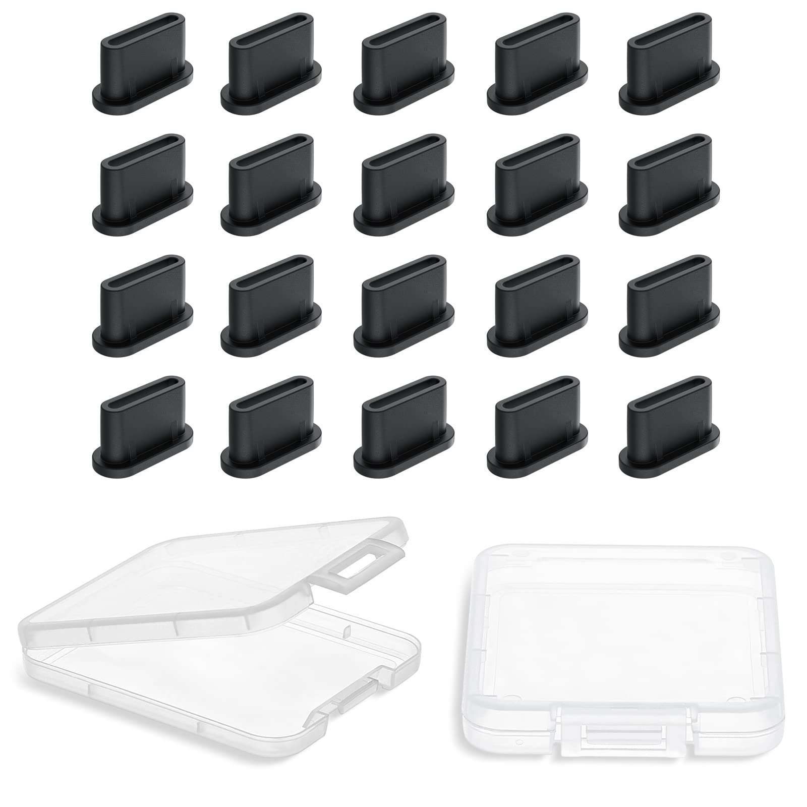 20Pcs USB C Dust Plugs, Soft Silicone Anti-Dust Port Covers with Portable Storage Case - Compatible with iPhone 15/16 Pro Max, Samsung Galaxy, Google Pixel - Perfect for Travel, Office & Device Protection